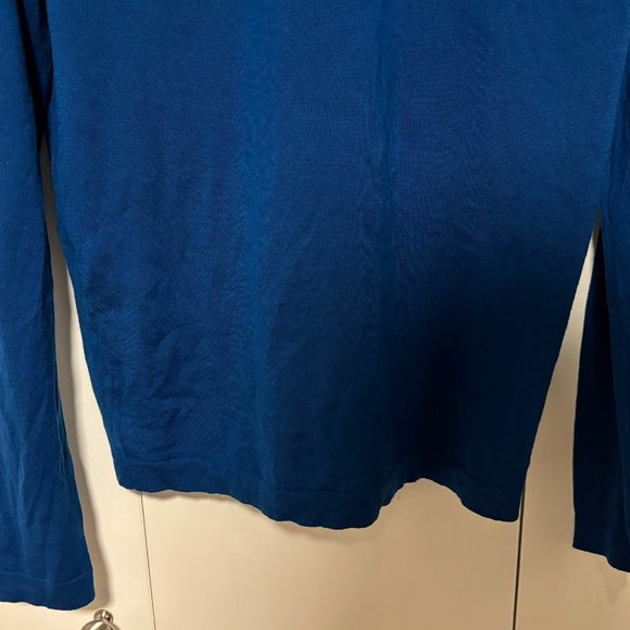 Patrick Assaraf Blue V-neck Blue Wool Sweater- Small - Picture 7 of 7